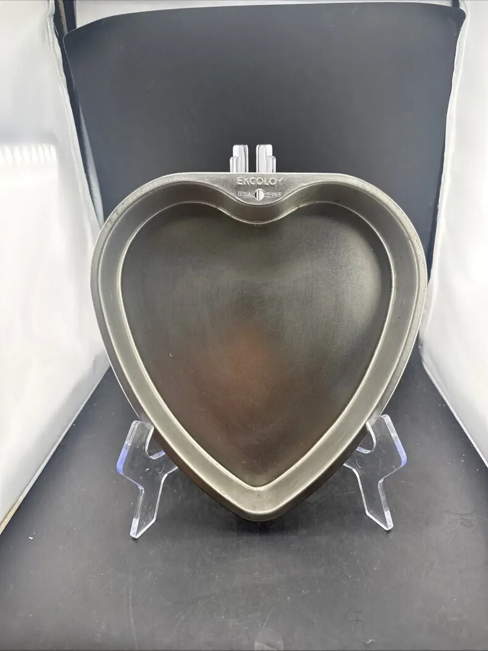 Vintage Ekco Ekcoloy Heart Shaped Cake Pan T-165 Valentine Baking Mold 9